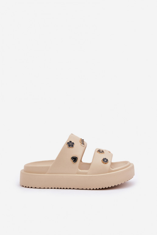 Vieglas čības uz pirksta sieviešu čības Z Przypinkami smilšu krāsas Ravanala