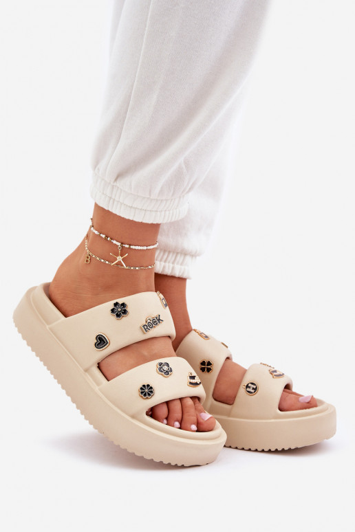 Vieglas čības uz pirksta sieviešu čības Z Przypinkami smilšu krāsas Ravanala