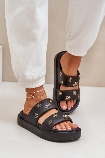 Vieglas čības uz pirksta sieviešu čības Z Przypinkami melnas krāsas Ravanala