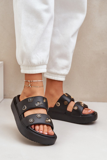 Vieglas čības uz pirksta sieviešu čības Z Przypinkami melnas krāsas Ravanala 2