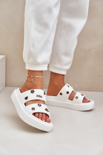 Vieglas čības uz pirksta sieviešu čības Z Przypinkami baltas krāsas Ravanala 2