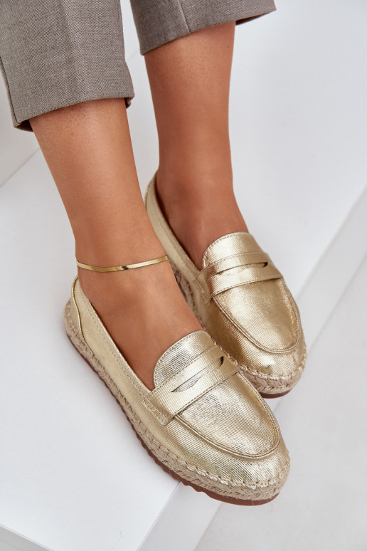 Espadrilles Ar Jutovu Plecionką Uz plakanas zoles Zelta krāsas Shilova Espadrilles Ar Jutovu Plecionką Uz plakanas zoles Zelta krāsas Shilova