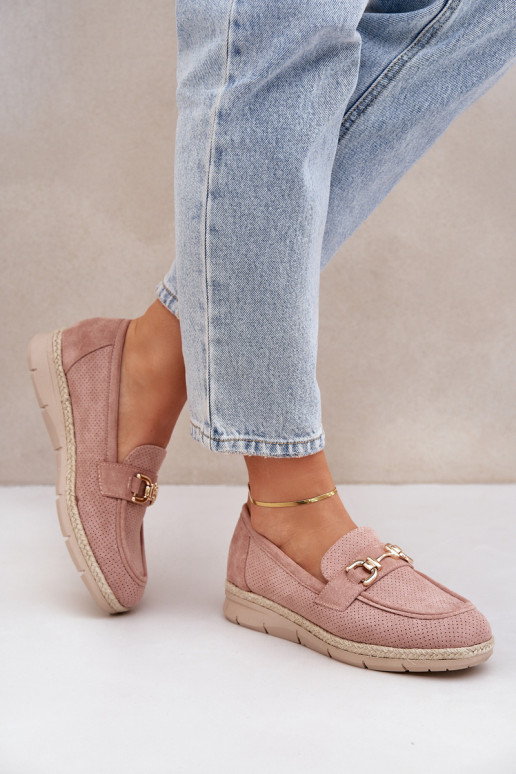 Ažūrs Mokasīni Ze Zelta krāsasm Detalem I JutoIną Plecionką Rozā krāsas Lainer Ažūrs Mokasīni Ze Zelta krāsasm Detalem I JutoIną Plecionką Rozā krāsas Lainer