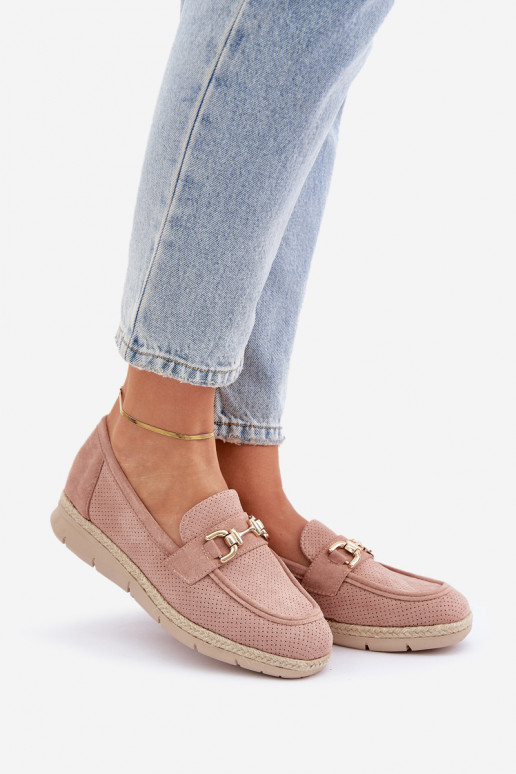 Ažūrs Mokasīni Ze Zelta krāsasm Detalem I JutoIną Plecionką Rozā krāsas Lainer Ažūrs Mokasīni Ze Zelta krāsasm Detalem I JutoIną Plecionką Rozā krāsas Lainer