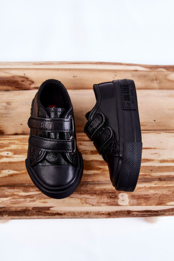 Bērnu ādas ikdienas apavi ar līmējamiem aizdari BIG STAR KK374054 black 2