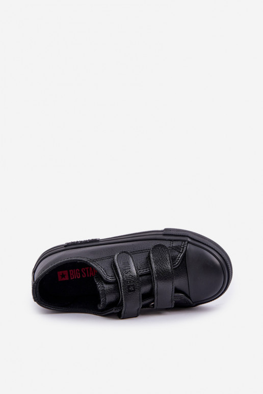 Bērnu ādas ikdienas apavi ar līmējamiem aizdari BIG STAR KK374054 black