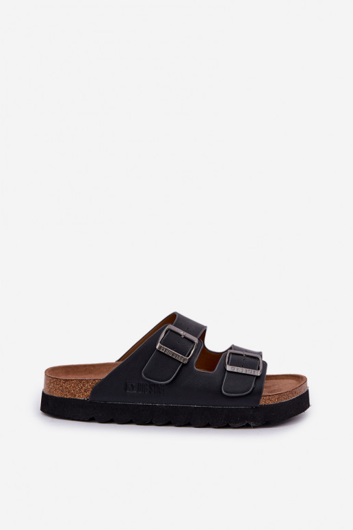 Vieglas vīriešu čības ar sprādzēm Eko āda Big Star NN174531 melnas krāsas