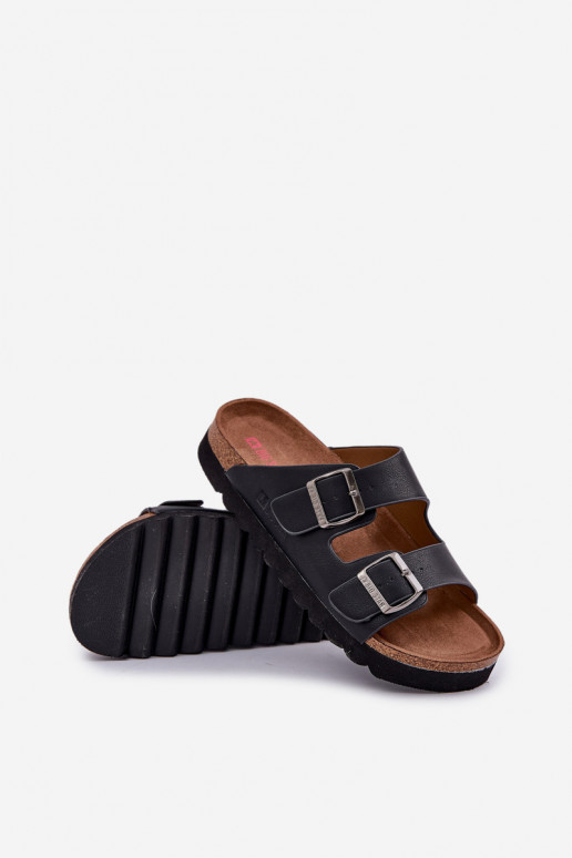 Vieglas vīriešu čības ar sprādzēm Eko āda Big Star NN174531 melnas krāsas