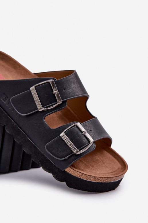 Vieglas vīriešu čības ar sprādzēm Eko āda Big Star NN174531 melnas krāsas