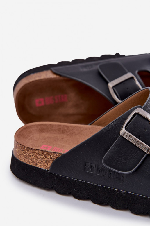 Vieglas vīriešu čības ar sprādzēm Eko āda Big Star NN174531 melnas krāsas