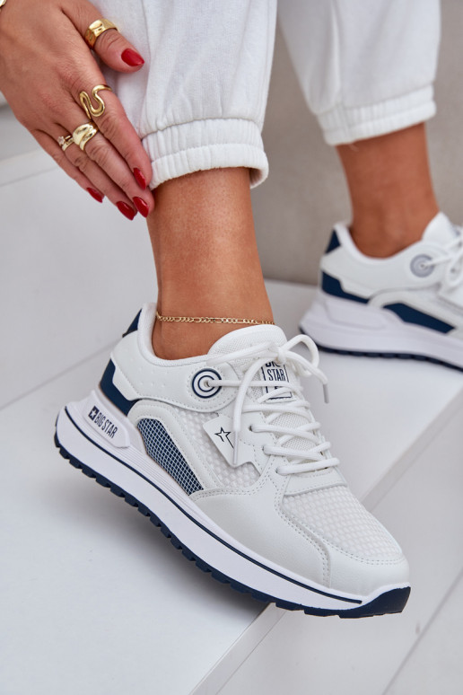 sporta apavi Sneakers modeļa apavi Sieviešu Big Star NN274A103 HI-POLY SYSTEM Baltas-tumši zilas krāsas sporta apavi Sneakers modeļa apavi Sieviešu Big Star NN274A103 HI-POLY SYSTEM Baltas-tumši zilas krāsas