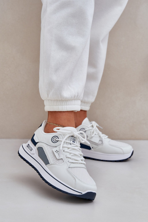sporta apavi Sneakers modeļa apavi Sieviešu Big Star NN274A103 HI-POLY SYSTEM Baltas-tumši zilas krāsas sporta apavi Sneakers modeļa apavi Sieviešu Big Star NN274A103 HI-POLY SYSTEM Baltas-tumši zilas krāsas