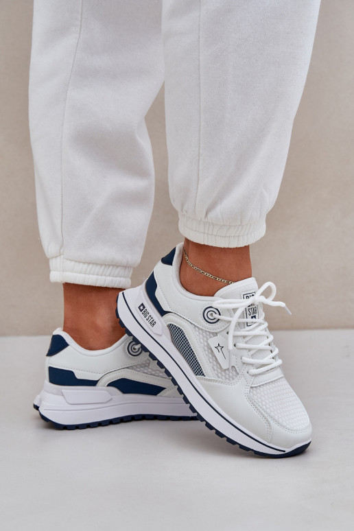 sporta apavi Sneakers modeļa apavi Sieviešu Big Star NN274A103 HI-POLY SYSTEM Baltas-tumši zilas krāsas sporta apavi Sneakers modeļa apavi Sieviešu Big Star NN274A103 HI-POLY SYSTEM Baltas-tumši zilas krāsas