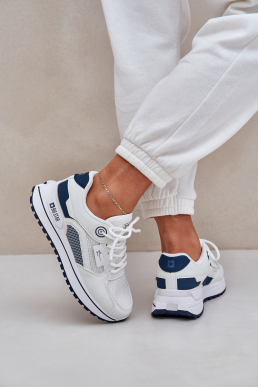 sporta apavi Sneakers modeļa apavi Sieviešu Big Star NN274A103 HI-POLY SYSTEM Baltas-tumši zilas krāsas sporta apavi Sneakers modeļa apavi Sieviešu Big Star NN274A103 HI-POLY SYSTEM Baltas-tumši zilas krāsas