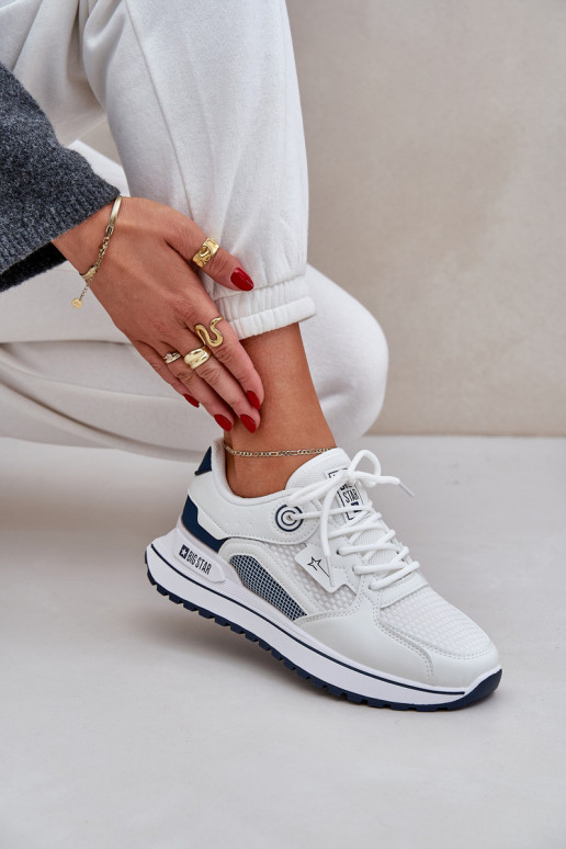 sporta apavi Sneakers modeļa apavi Sieviešu Big Star NN274A103 HI-POLY SYSTEM Baltas-tumši zilas krāsas sporta apavi Sneakers modeļa apavi Sieviešu Big Star NN274A103 HI-POLY SYSTEM Baltas-tumši zilas krāsas