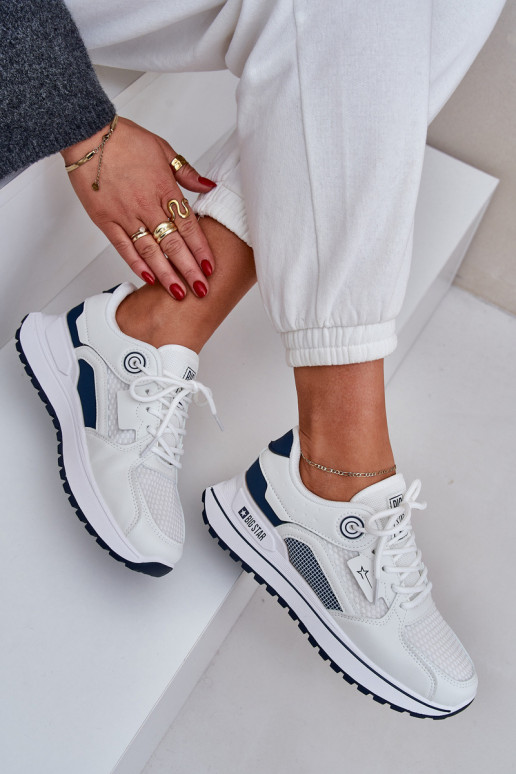 sporta apavi Sneakers modeļa apavi Sieviešu Big Star NN274A103 HI-POLY SYSTEM Baltas-tumši zilas krāsas sporta apavi Sneakers modeļa apavi Sieviešu Big Star NN274A103 HI-POLY SYSTEM Baltas-tumši zilas krāsas