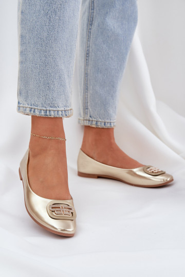 Balerīnas Uz plakanas zoles ar ornamentiem Zelta krāsas Ainoria