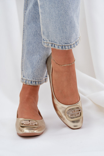 Balerīnas Uz plakanas zoles ar ornamentiem Zelta krāsas Ainoria 2