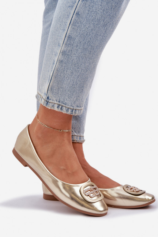 Balerīnas Uz plakanas zoles ar ornamentiem Zelta krāsas Ainoria