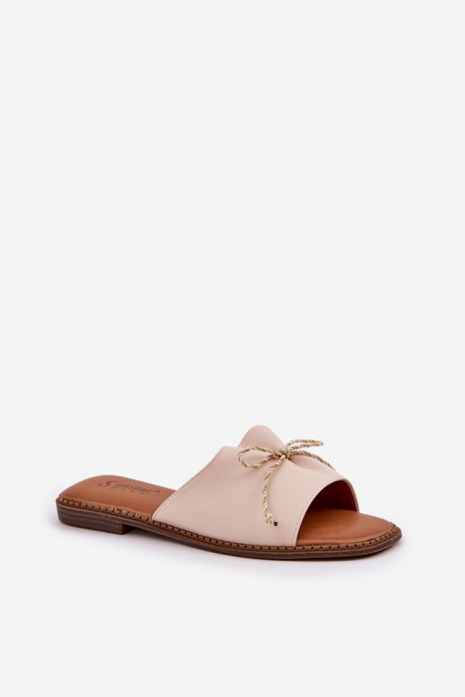 Čības Uz plakanas zoles dekorēti Kokardką smilšu krāsas Deonelis