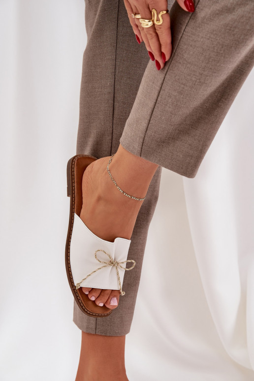 Čības Uz plakanas zoles dekorēti Kokardką baltas krāsas Deonelis