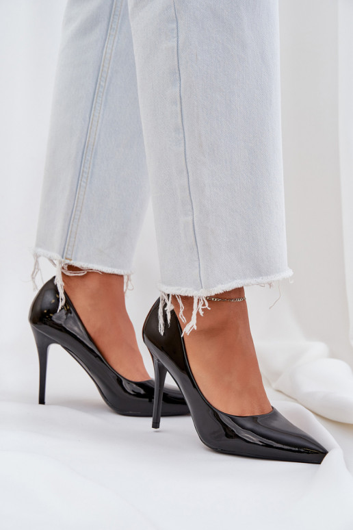 augstpapēžu kurpes Laque Ze Szpiczastymi Noskami melnas krāsas Omenra