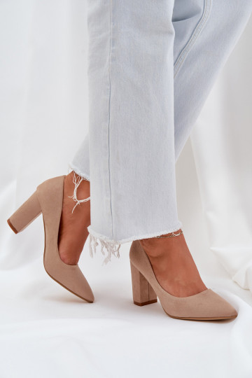 Augstpapēžu kurpes Eko zamšādaoIne smilšu krāsas Florena