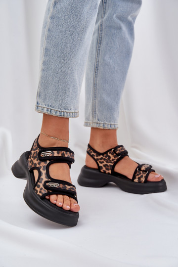 Eko Āda Vieglas basenes ar platformu ar leoparda kažokādas rakstu brūnas krāsas Deniffia 2