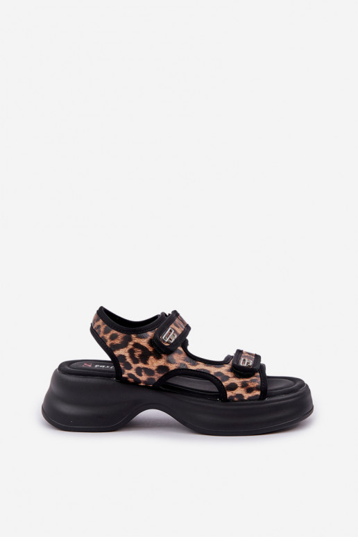 Eko Āda Vieglas basenes ar platformu ar leoparda kažokādas rakstu brūnas krāsas Deniffia