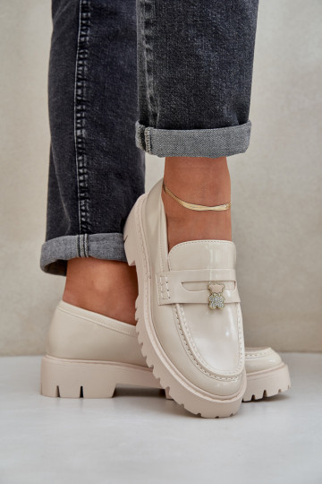 Lakoti mokasīni Sieviešu Z Przypinką Lācis smilšu krāsas INulinea