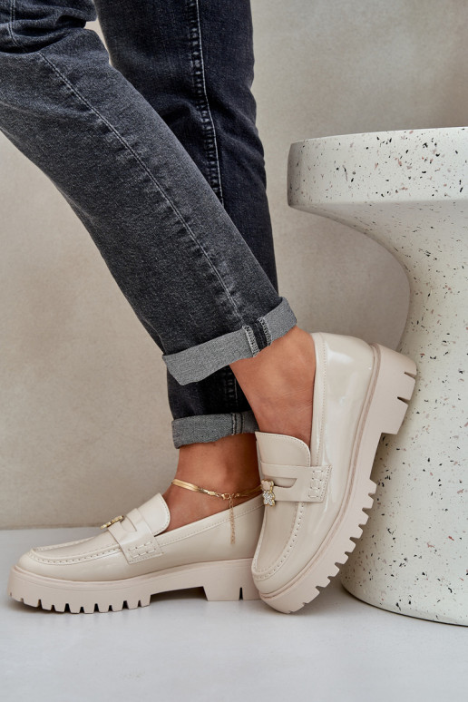 Lakoti mokasīni Sieviešu Z Przypinką Lācis smilšu krāsas INulinea