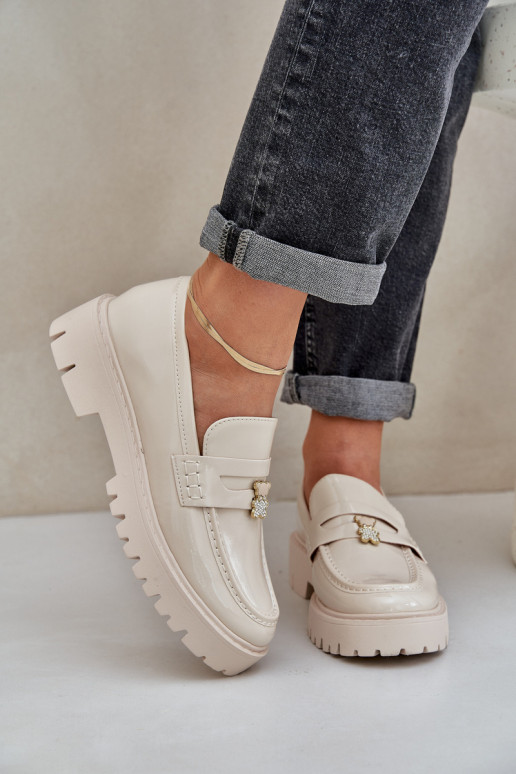 Lakoti mokasīni Sieviešu Z Przypinką Lācis smilšu krāsas INulinea