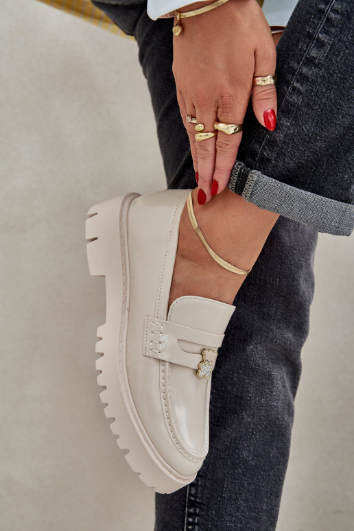 Lakoti mokasīni Sieviešu Z Przypinką Lācis smilšu krāsas INulinea