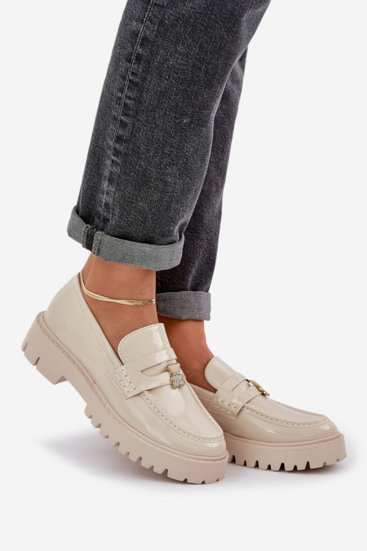 Lakoti mokasīni Sieviešu Z Przypinką Lācis smilšu krāsas INulinea