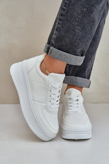 Kurpes Sneakers no eko ādas ar platformu baltas krāsas Dorreia