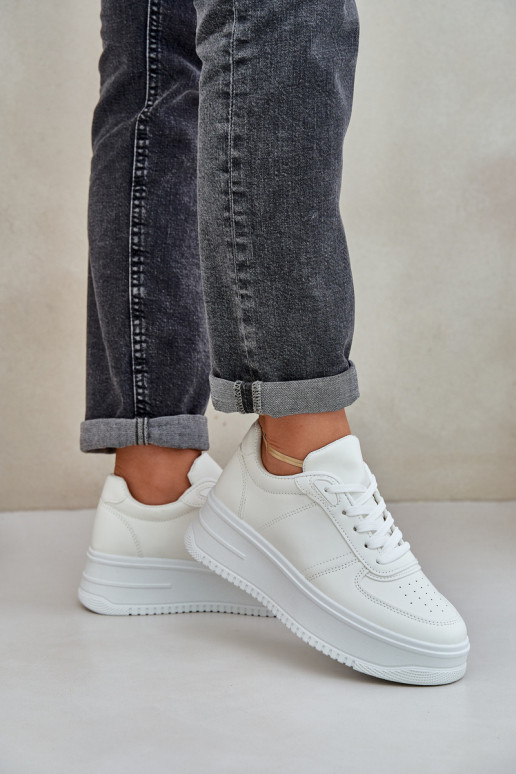 Kurpes Sneakers no eko ādas ar platformu baltas krāsas Dorreia