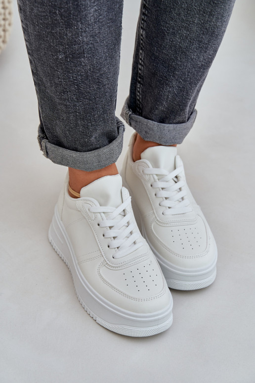 Kurpes Sneakers no eko ādas ar platformu baltas krāsas Dorreia