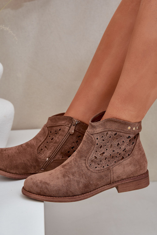 Zābaki Sieviešu ar platiem papēžiem S.Barski HY51-113 brūnas krāsas Zābaki Sieviešu ar platiem papēžiem S.Barski HY51-113 brūnas krāsas