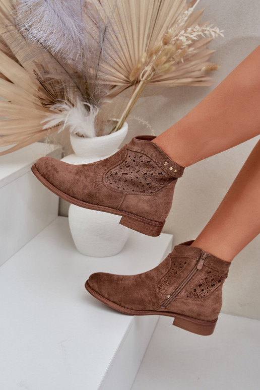 Zābaki Sieviešu ar platiem papēžiem S.Barski HY51-113 brūnas krāsas Zābaki Sieviešu ar platiem papēžiem S.Barski HY51-113 brūnas krāsas