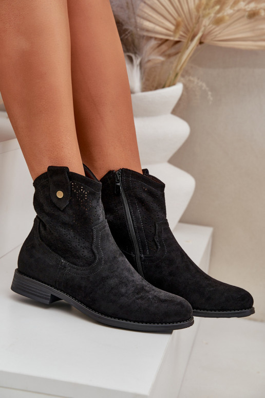 Zābaki ar platiem papēžiem S.Barski HY51-063 melnas krāsas Zābaki ar platiem papēžiem S.Barski HY51-063 melnas krāsas