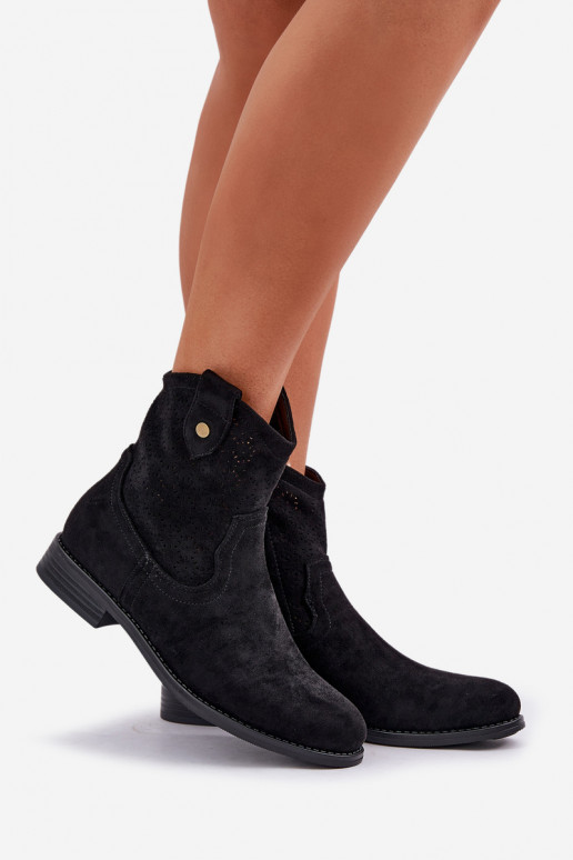 Zābaki ar platiem papēžiem S.Barski HY51-063 melnas krāsas Zābaki ar platiem papēžiem S.Barski HY51-063 melnas krāsas