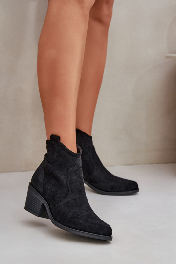 kovboju stila puszābaki Uz pili Eko Ažūra zamšādas S.Barski HY51-061 melnas krāsas 2