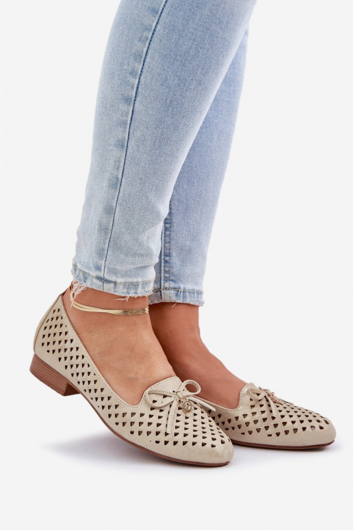 Ažūra balerīnas ar bantītēm Eko Āda Zelta krāsas Relabra