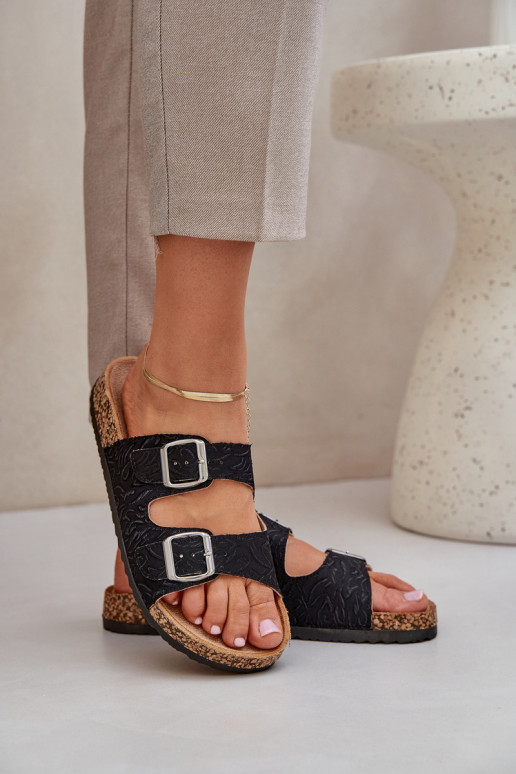 Auduma Čības Uz korķa zoles ar sprādzēm melnas krāsas Atera