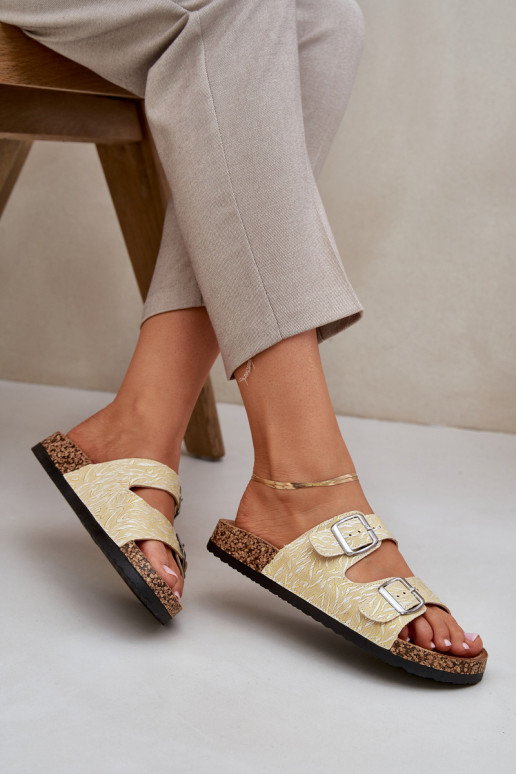 Auduma Čības Uz korķa zoles ar sprādzēm Dzelteni Atera