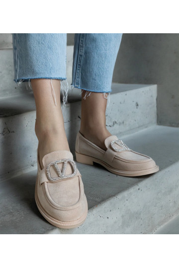 Bēši mokasīni, kas dekorēti... 2