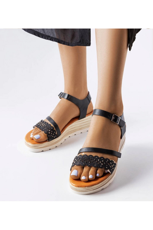 Melnas Ferdinando ķīļveida sandales Melnas Ferdinando ķīļveida sandales