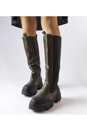 Pasquale zaļi augstie zābaki