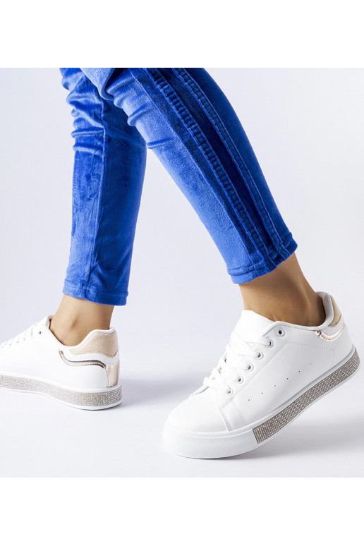 Baltas un bēšas kedas ar cirkoniem Dina