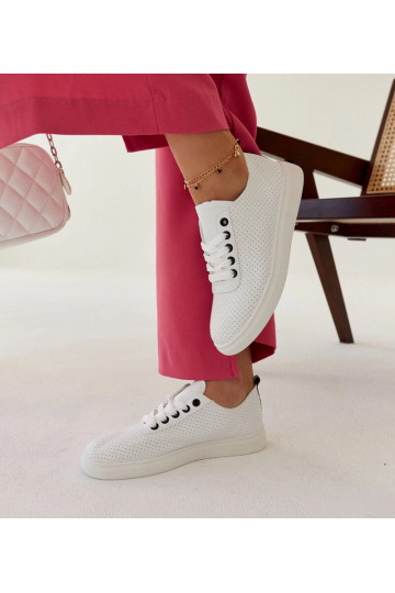 Baltas eko-ādas kedas Sandrine